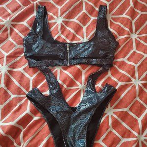 ROMA S/M Metallic & Iridescent Snakeskin Bodysuit